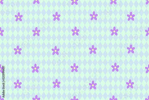 Colorful pastel flowers vintage fabric doodle cartoon pattern seamless art