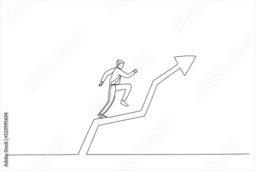Cartoon of growth, balance, success, business opportunities concept. Continuous line art
