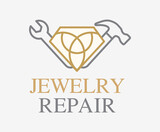 Jewelry Repair Services logo. Antique Jewelry Repair vector sign.