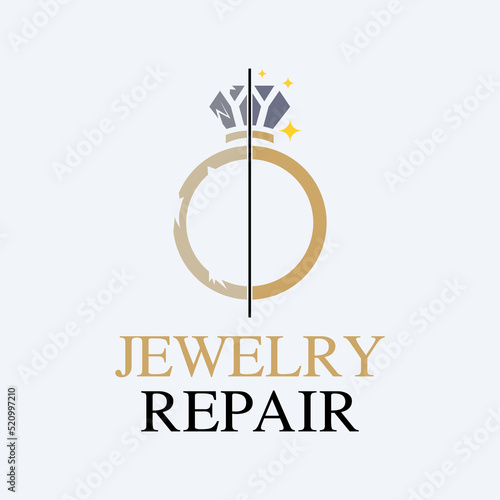 Jewelry Repair Services logo. Antique Jewelry Repair vector sign.