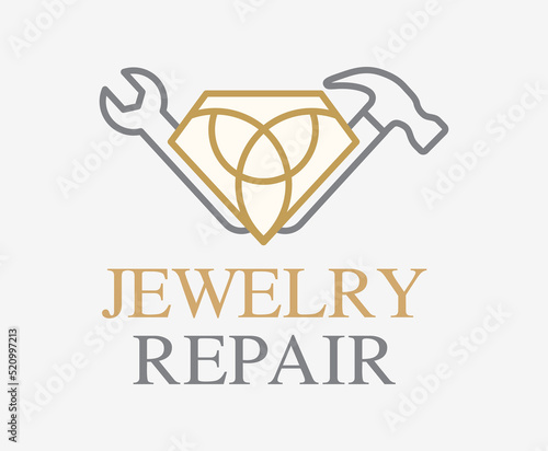 Jewelry Repair Services logo. Antique Jewelry Repair vector sign.