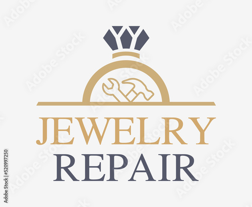 Jewelry Repair Services logo. Antique Jewelry Repair vector sign.