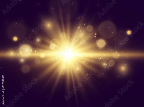  Bright beautiful star.Vector illustration of a light effect on a transparent background.
