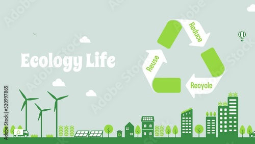 Smart ecology city illustration animation ( mp4 ) photo