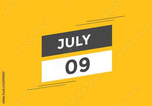 july 9 calendar reminder. 9th july daily calendar icon template. Vector illustration 
