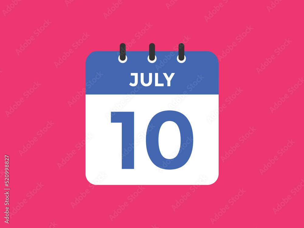 july 10 calendar reminder. 10th july daily calendar icon template. Vector illustration
july 10 calendar reminder. 10th july daily calendar icon template. Vector illustration