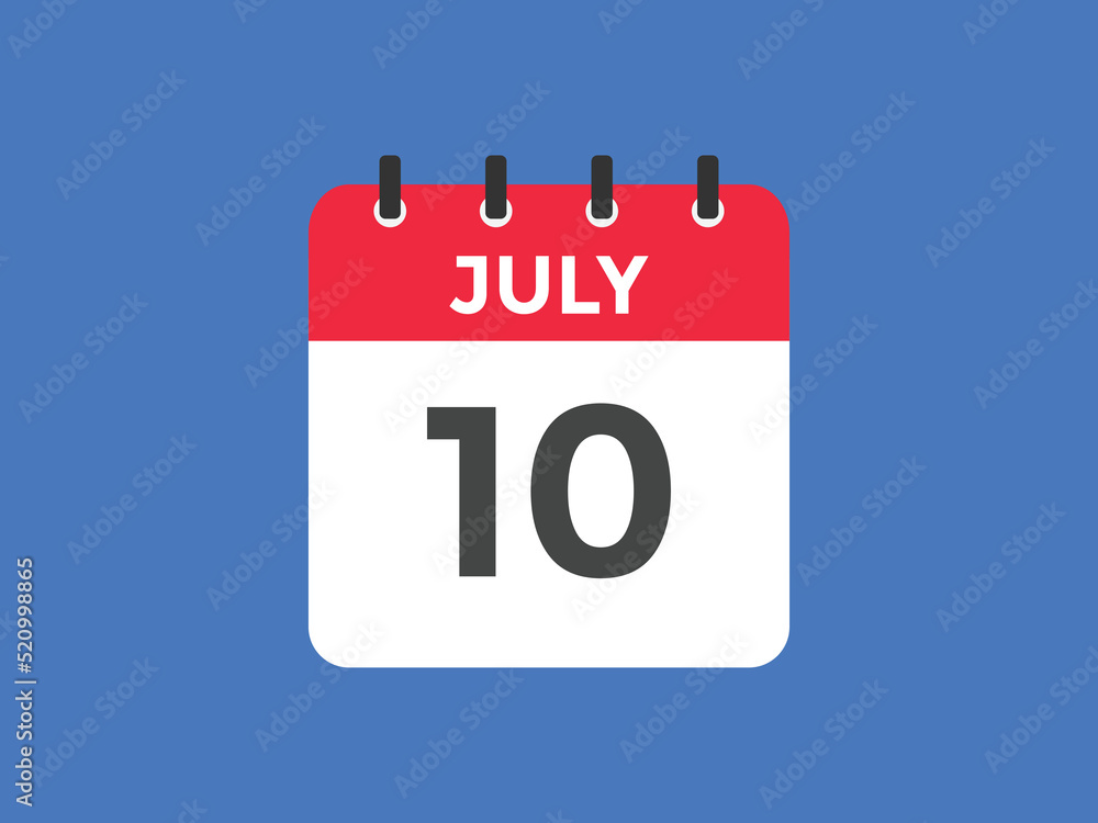 july 10 calendar reminder. 10th july daily calendar icon template. Vector illustration
july 10 calendar reminder. 10th july daily calendar icon template. Vector illustration