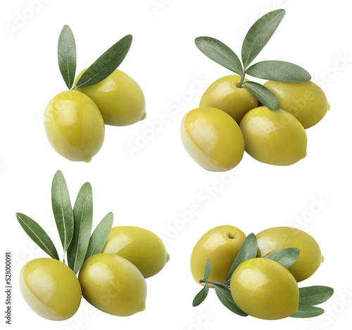Collection of delicious olives, isolated on white background