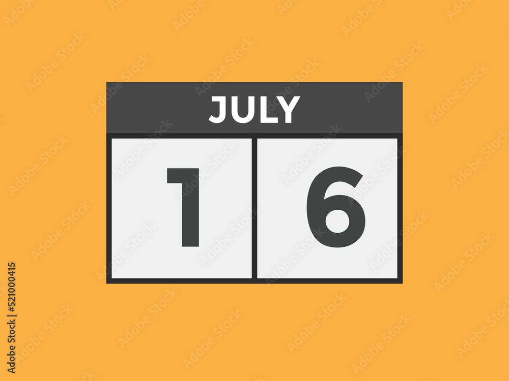 july 16 calendar reminder. 16th july daily calendar icon template. Vector illustration
july 16 calendar reminder. 16th july daily calendar icon template. Vector illustration