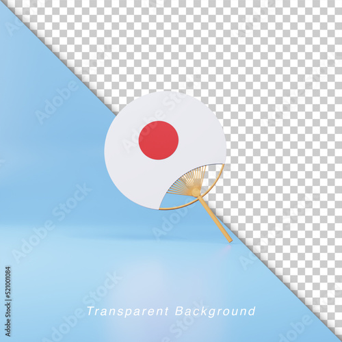 3D Illustration Vintage japan paper fan