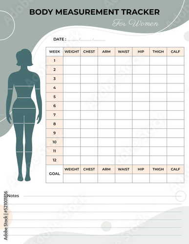 Body measurement tracker for weight loss for women