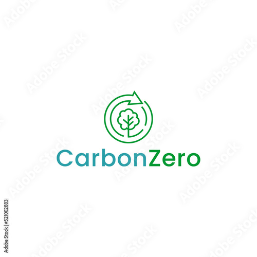 carbon zero logo design. green leaf and neutral emission concept vector template .free air pollution illustration