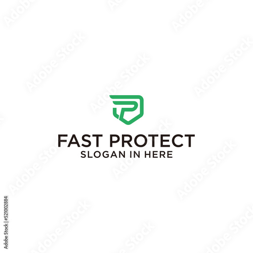 shield protect defense logo design.fast letter p vector