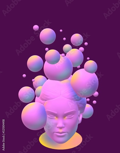 3d render of a person with balloons