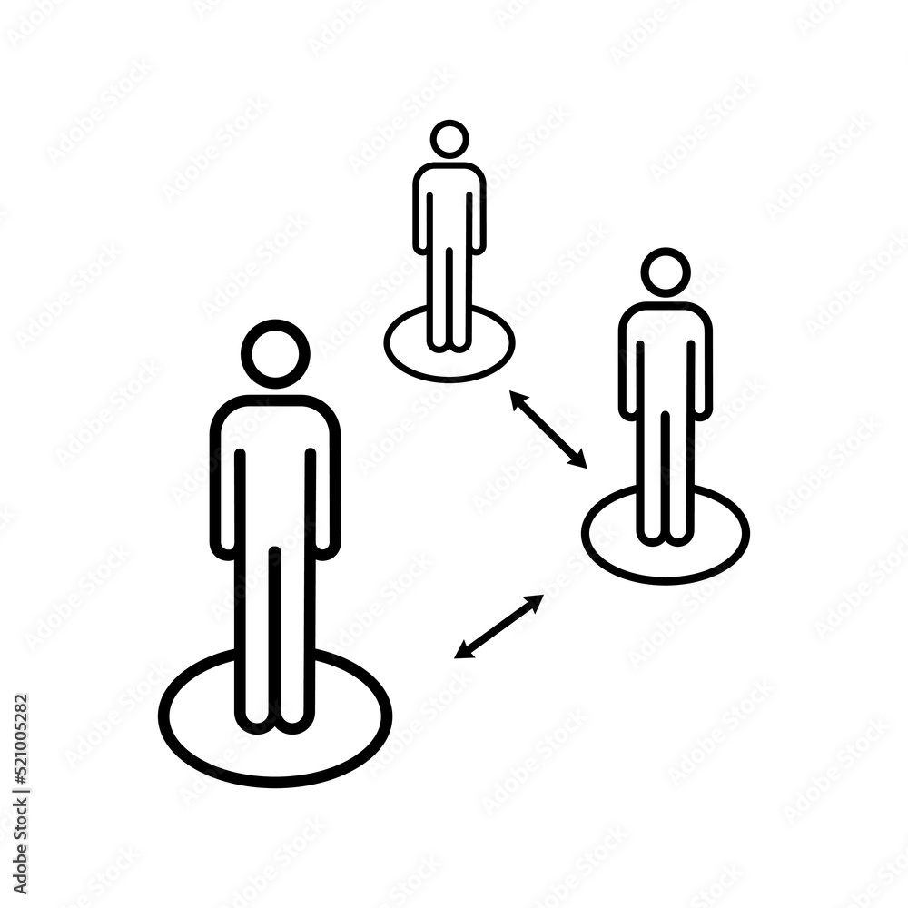 Keep your distance. in the workplace, in a public place. Work safety. Editable Stroke. Information icon. Keep your distance. in the workplace, in a public place. Work safety. Editable Stroke. Information icon.