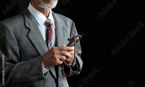 Photography human hand with cross concept of hope faith christianity religion