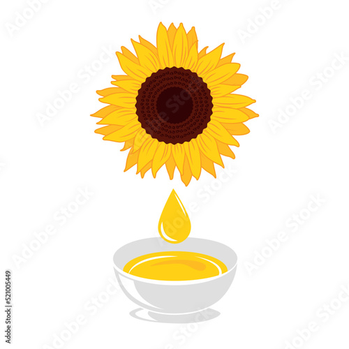 sunflower oil drop healthy food isolated on white