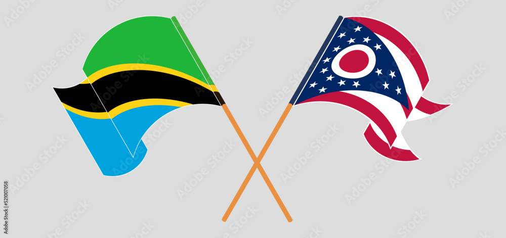 Crossed flags of Tanzania and the State of Ohio. Official colors. Correct proportion