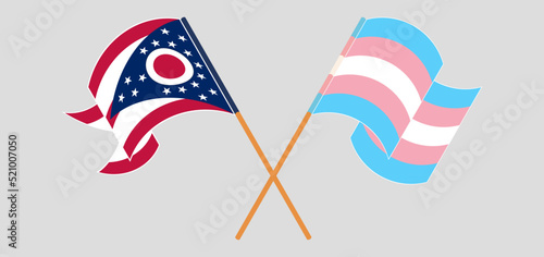 Crossed flags of the State of Ohio and Transgender Pride. Official colors. Correct proportion