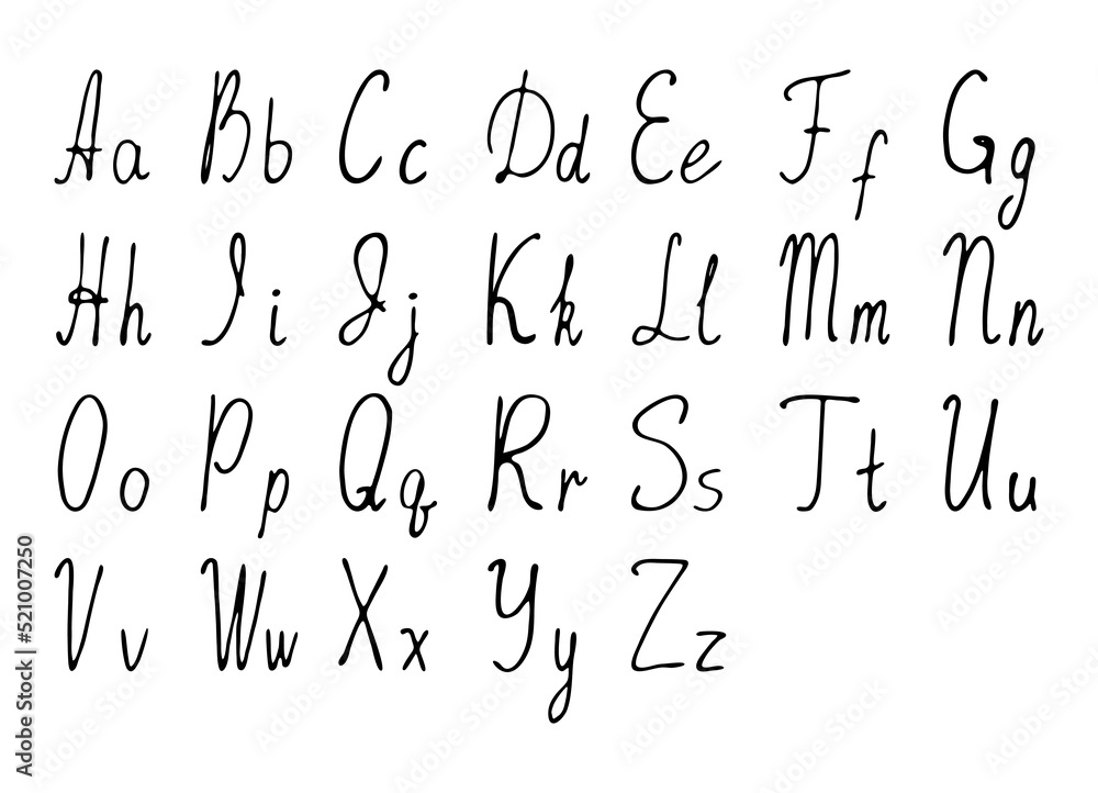 Handwritten English alphabet vector line art. Capital and small letters. ABC, font, calligraphy. Handwritten English alphabet vector line art. Capital and small letters. ABC, font, calligraphy.