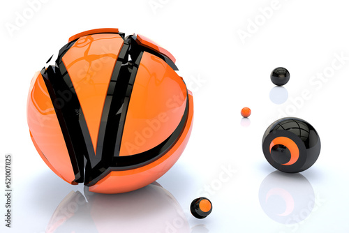 3D spheres on an empty white background in orange
