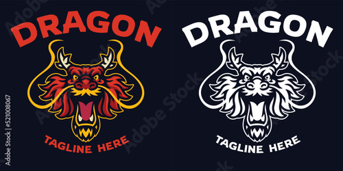 Asian Dragon Head Mascot Logo