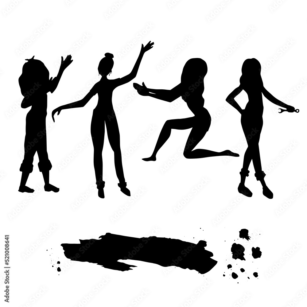 Obraz premium Black silhouettes of people in differen poses.