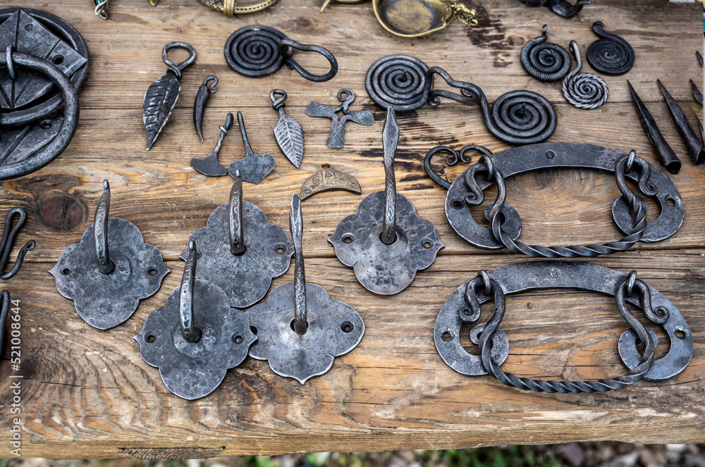 Fototapeta premium household vintage items made of metal by forging