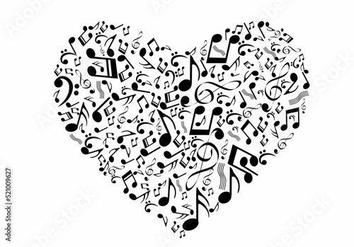heart shape from notes music,love music icon