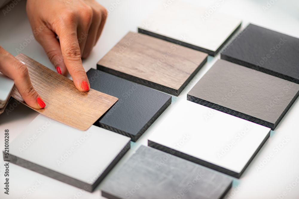 Choosing Materials, Matching Colors for Interior Decoration Stock Photo ...