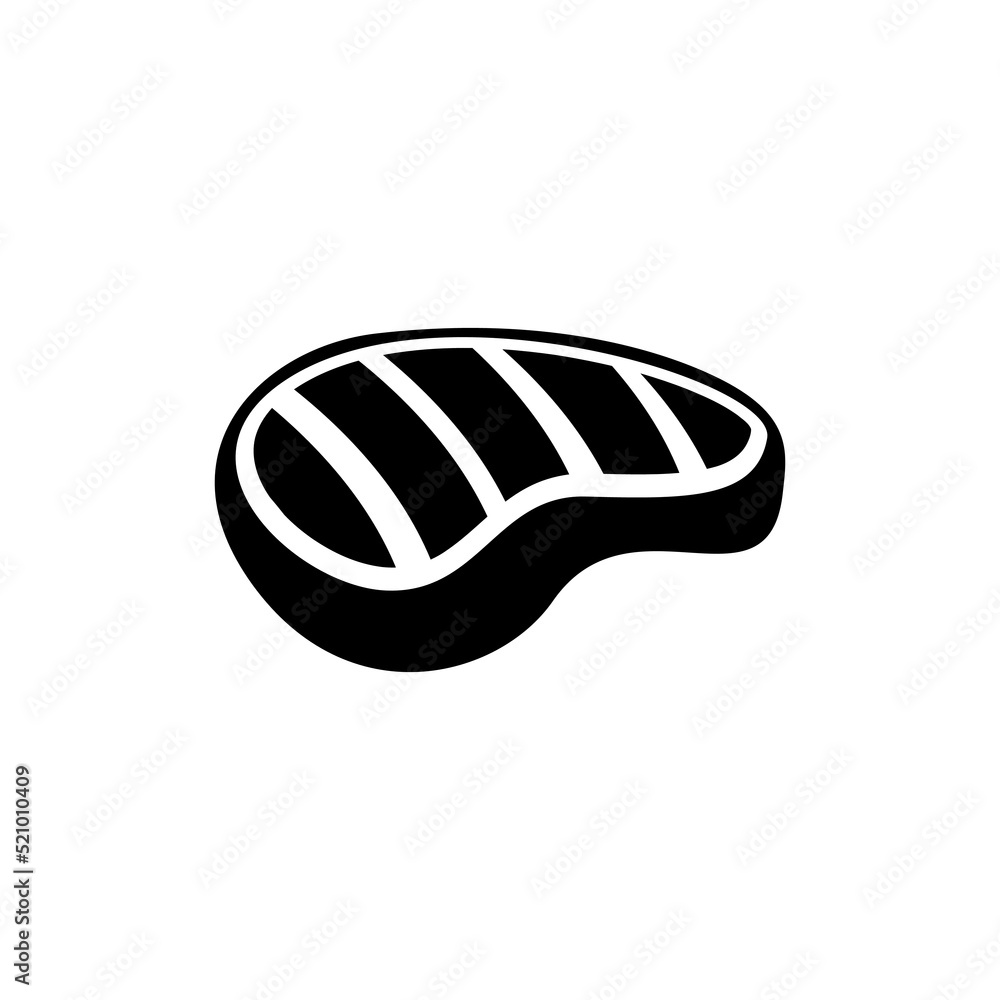 black and white beef steak icon isolated background black and white beef steak icon isolated background
