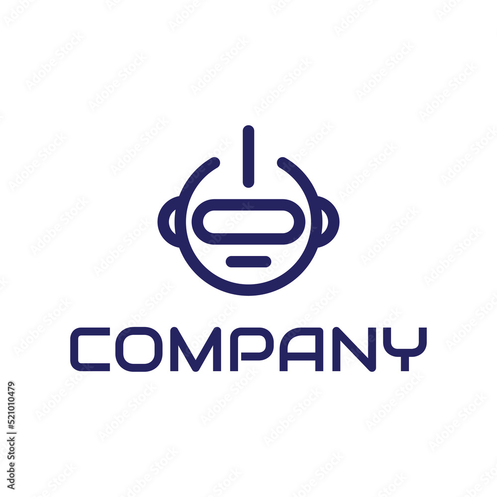 Fototapeta premium robot head with power button logo design