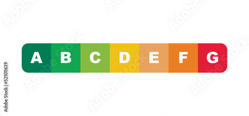 Vector logo for EPC Energy Performance Certificate - Illustration of a set with EPC ratings - Property power consumption, water, electricity - Environment - Ecological - Ecofriendly real estate