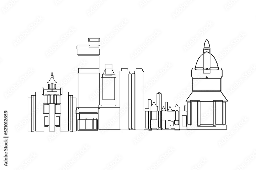 Lexington City skyline Line drawing. Travel and destination concept vector illustration.