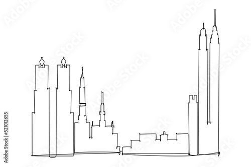 City skyline Line drawing. vector illustration modern buildings landmarks for printing or travel destination advertising concept.