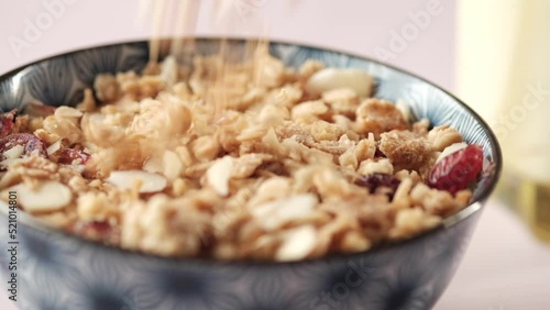 muesli chocolate flavor cereal breakfast in bowl  photo