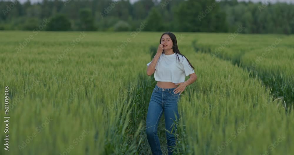 asian girl is performing trendy teen dance in nature, dancing in rye field, 4K Prores asian girl is performing trendy teen dance in nature, dancing in rye field, 4K Prores