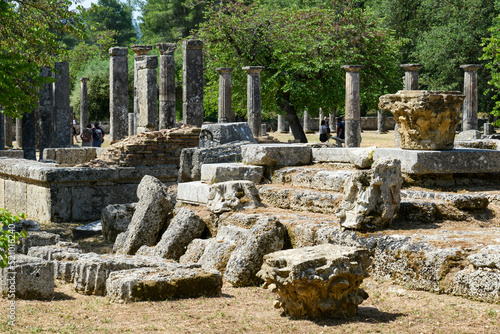 View at the archeological site of Ancient Olympia, Greece