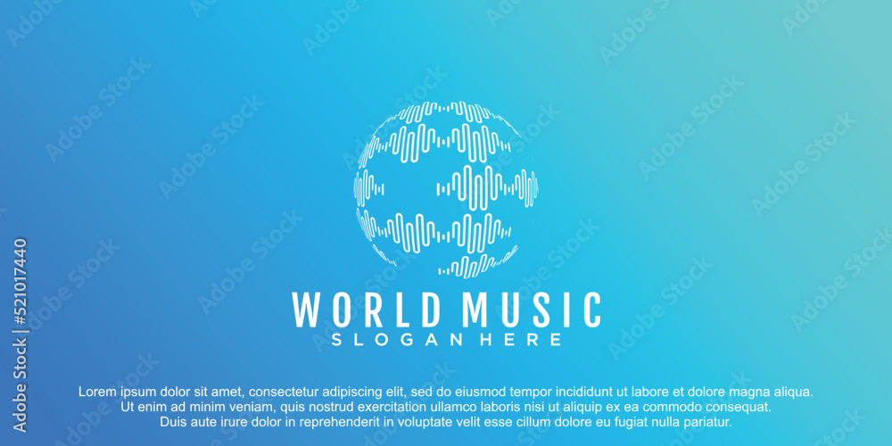 abstract music logo with unique globe concept