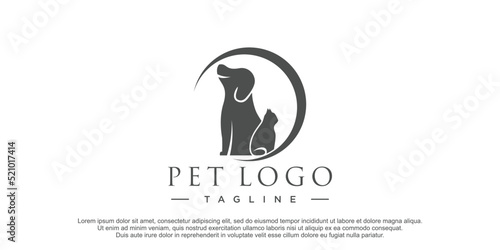 dog and cat logo design with creative concept ilustration