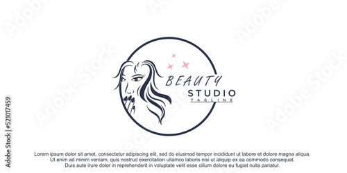 beauty women salon logo and eyelash extention nail polish concept