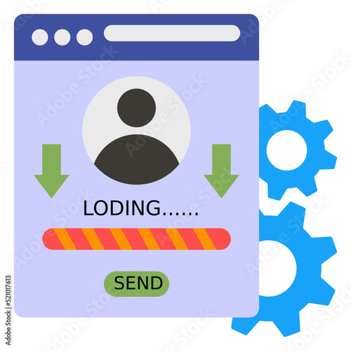 Low Speed Download vector icon design, Digital Marketing symbol, Search Engine Optimisation Sign, SEM and SMO stock illustration, Slow Loading Webpage Concept