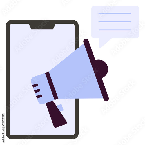 Mobile App Messaging broadcast vector icon design, Digital Marketing symbol, Search Engine Optimisation Sign, SEM and SMO stock illustration, News Alert Concept
