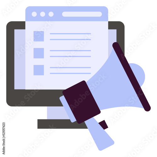 e-announcement maker vector icon design, Digital Marketing symbol, Search Engine Optimisation Sign, SEM and SMO stock illustration, Press Release Concept