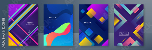 Abstract colourful trendy gradient flowing geometric pattern background texture for poster cover design. Minimal color gradient banner template. Modern vector wave shape for brochure and social media