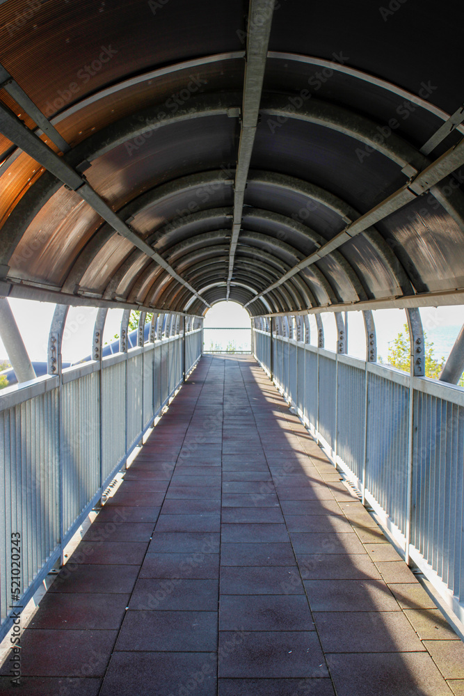 Highway overpass. Safe overpass for pedestrians Highway overpass. Safe overpass for pedestrians