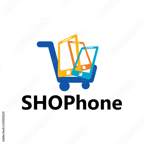 Technology logo with shopping cart design template idea