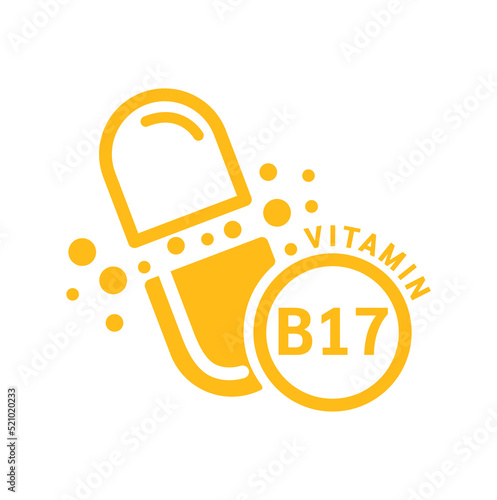 Vitamin B17 icon orange in capsule form simple line. Isolated on a white background. Medical symbol concept. Design for use on web app mobile and print media. Vector EPS10 illustration.