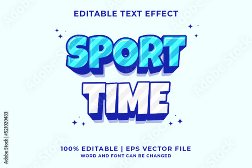 3d Sport Time Cartoon Editable Text Effect Premium Vector