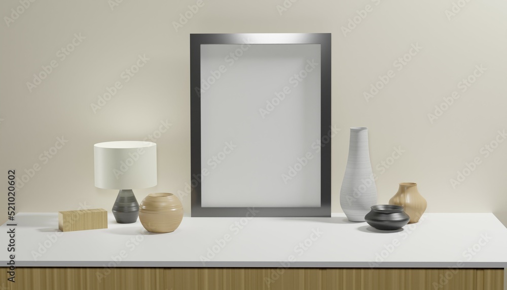 Mockup poster frame in minimalist modern interior background, 3d render. Empty poster frame in cozy interior. Frame mockup. Frame poster mockup in Boho style interior. 3d rendering, 3d illustration Mockup poster frame in minimalist modern interior background, 3d render. Empty poster frame in cozy interior. Frame mockup. Frame poster mockup in Boho style interior. 3d rendering, 3d illustration